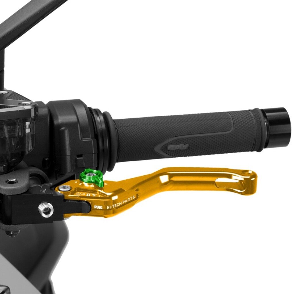 Puig プーチ CLUTCH LEVER 4.0.SHORT クラッチレバー ハンドル周辺パーツ ハンドル カラー：ゴールド／グリーン｜ウェビック　店 7,979円