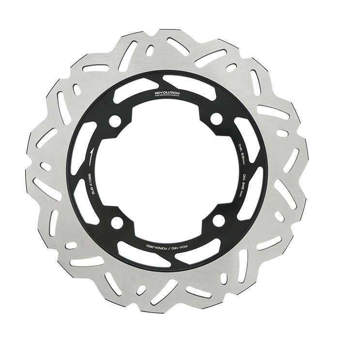REVOLUTION レボリューション Rear Disc brake (245 mm) (Curve Shape) 5.5mm V3 PCX-160 FORZA-300 FORZA-350 NEW Black FORZA300 FORZA350 PCX160 HONDA ホンダ ブレーキディスクローター ブレーキ｜ウェビック　店