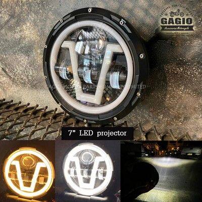 GAGIO MOTOR PARTS ガジオモーターパーツ 7-inch LED Projector headlamps V-shaped dimming lights ヘッドライト 灯火類 電装系|ウェビック 店