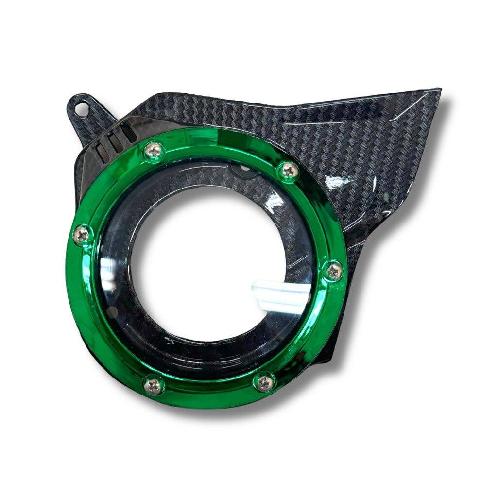 Achi Motorbike アチモーターバイク FAN COVER HONDA GIORNO+ 125 ホンダ クランクケースカバー エンジンパーツ エンジン COLOR：Carbon Film-Green Ring