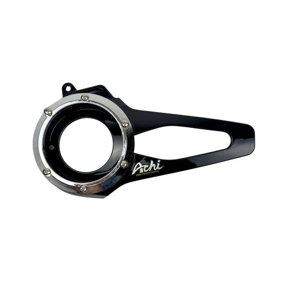 Achi Motorbike アチモーターバイク FAN COVER HONDA LEAD125 4-VALVE ENGINE LEAD 125 ホンダ クランクケースカバー エンジンパーツ エンジン COLOR:Matte Black - Silver Ring