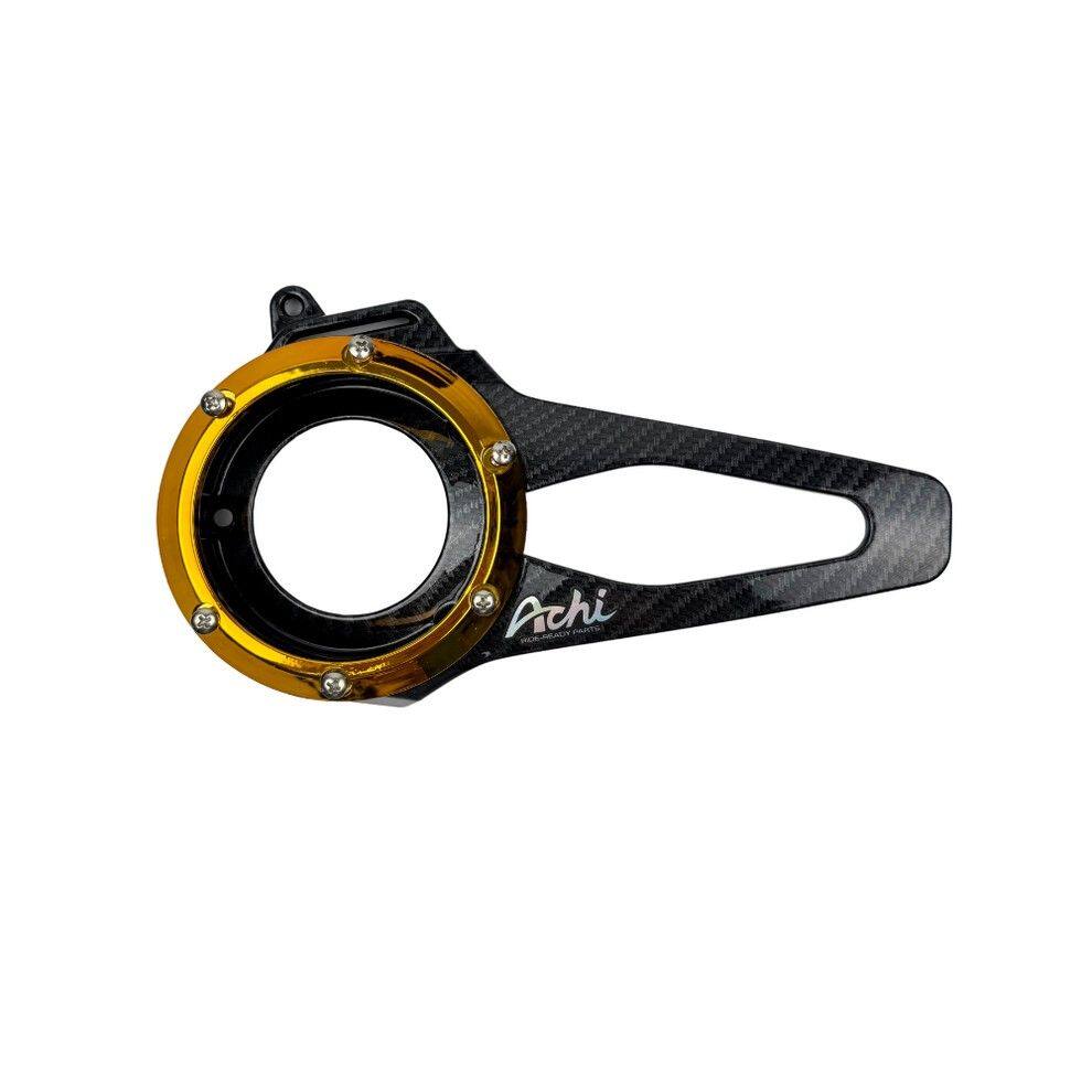 Achi Motorbike アチモーターバイク FAN COVER HONDA LEAD125 4-VALVE ENGINE LEAD 125 ホンダ クランクケースカバー エンジンパーツ エンジン COLOR：Carbon Film - Gold Ring