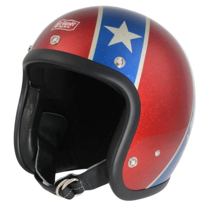 DIN MARKET ディンマーケット GREASER American-Style Star Design II ヘルメット ジェットヘルメット|ウェビック 店
