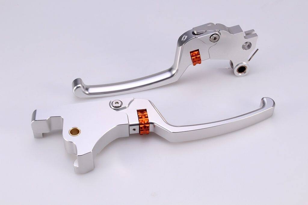 SPEEDRA スピードラ アジャスタブルレバーセット スタンダードタイプ HARLEY-DAVIDSON ハーレーダビッドソン ブレーキ・クラッチレバーセット ハンドル周辺パーツ ハンドル レバー本体カラー：シルバー / アジャスターカラー：オレンジ｜ウェビック　店