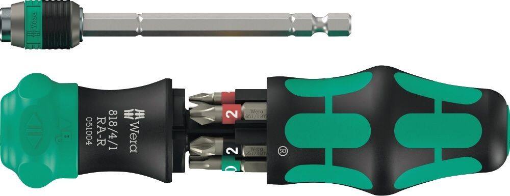 WERA ヴェラ ビット内蔵 差替式 ラチェットドライバー クラフトフォームコンパクト 20 RA-R ビット6本付 セット工具
