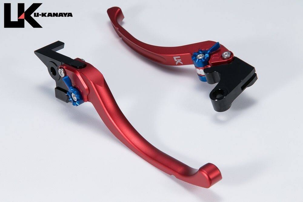 U-KANAYA ユーカナヤ ツーリングタイプ アルミビレットレバーセット GSX-8TT GSX-8T SUZUKI スズキ ブレーキ・クラッチレバーセット ハンドル周辺パーツ ハンドル レバーカラー：マットレッド / アジャスターカラー：マットオレンジ
