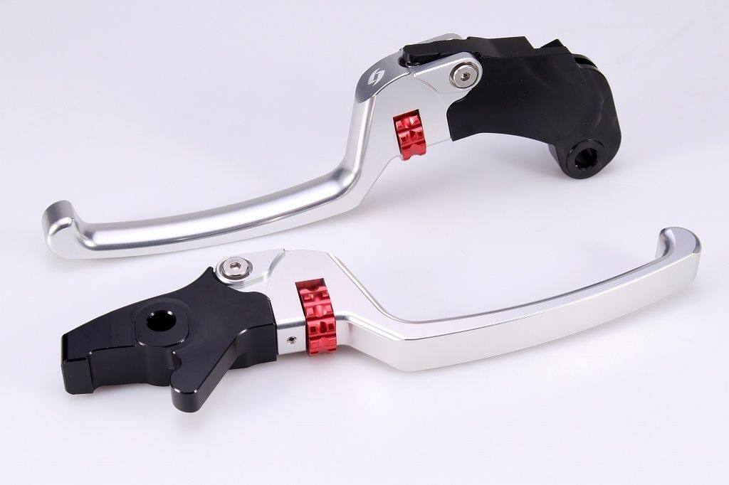 SPEEDRA スピードラ アジャスタブルレバーセット スタンダードタイプ 101 Scout Bobber Classic Sport RT Super INDIAN MOTORCYCLE インディアン ブレーキ・クラッチレバーセット ハンドル周辺パーツ ハンドル レバー本体カラー：シルバー / アジャスターカラー：レッド