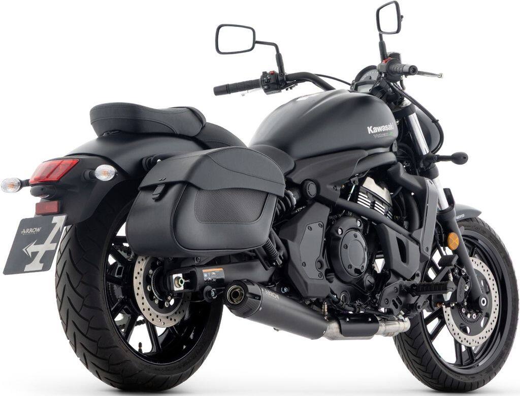 ARROW アロー REBEL フルエキゾーストマフラー リアエンドキャップ付き Vulcan S 650 KAWASAKI カワサキ マフラー リアエンドキャップ材質：アルミニウム ダーク｜ウェビック　店