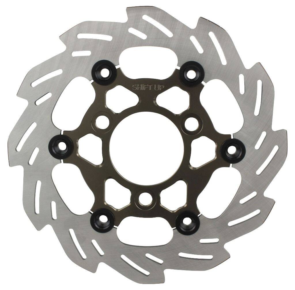 SHIFT UP シフトアップ 220mm ウェーブフローティングディスクローター フロントディスクローター XR100モタード XR50モタード HONDA ホンダ ブレーキディスクローター ブレーキ インナーローターカラー:チタン / フローティングピンカラー:ブラック|ウェビック 店