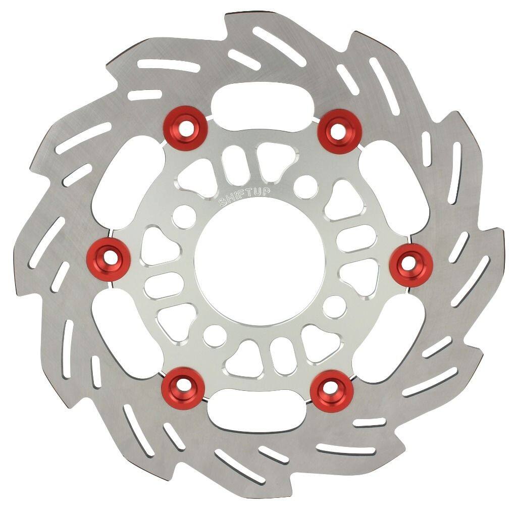 SHIFT UP シフトアップ 220mm ウェーブフローティングディスクローター フロントディスクローター グロム HONDA ホンダ ブレーキディスクローター ブレーキ インナーローターカラー：シルバー / フローティングピンカラー：レッド｜ウェビック　店