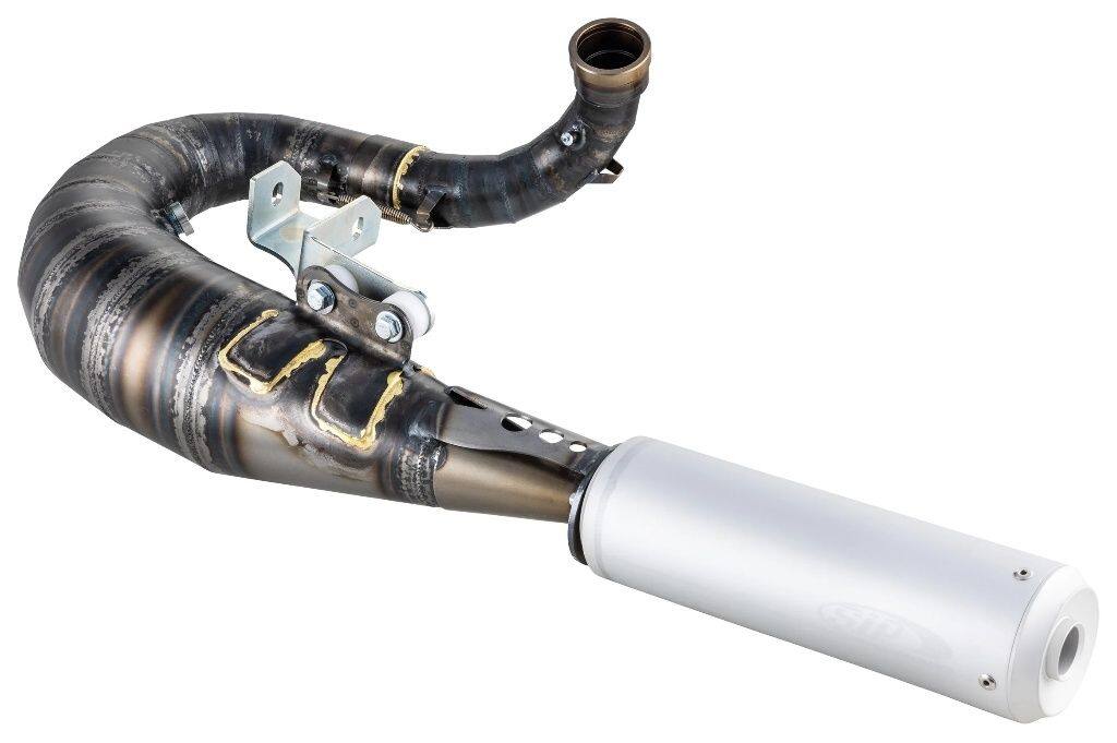 SIP Scootershop エスアイピー スクーターショップ 【SIP PERFORMANCE】 レーシングマフラー Performance Mustang 2.1 Silent Design by NORDSPEED，スチール クリア塗装，アルミサイレンサー サイレンサーカラー：シルバー Vespa ベスパ チャンバー マフラー｜ウェビック　店