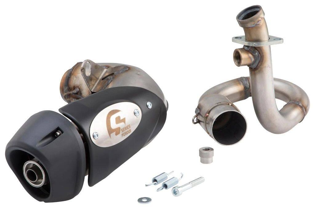SIP Scootershop エスアイピー スクーターショップ 【SIP SERIES PORDOI】 レーシングマフラー PORDOI GT 60&deg; i.e. GTS ABS Super Sport 300 SuperSport SuperTech Super／Super i.e.／Touring 4V HPE Touring GTV Sei Giorni Vespa ベスパ フルエキゾーストマフラー｜ウェビック　店 43,702円