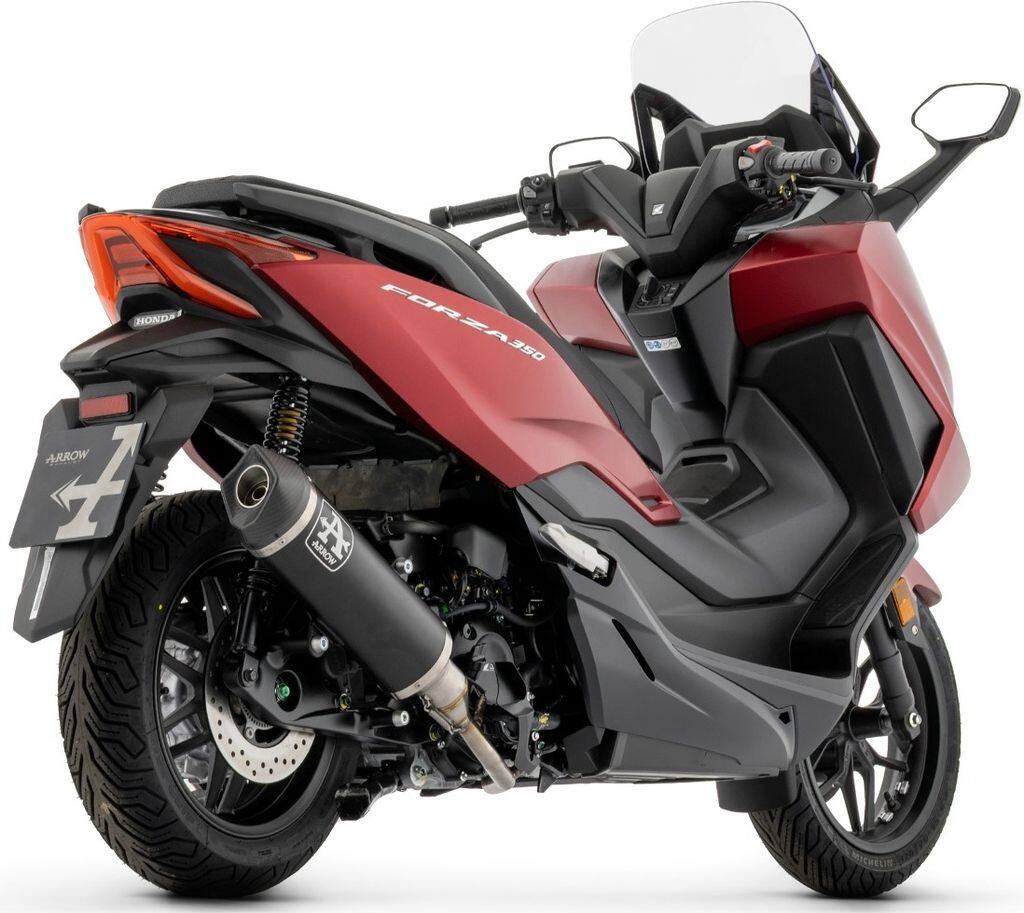 ARROW アロー ZXQPROPER7ZXQ アルミニウム「ダーク」サイレンサーとカーボンエンドキャップを備えたレーシングフルシステム ADV 350 FORZA SH HONDA ホンダ フルエキゾーストマフラー マフラー|ウェビック 店
