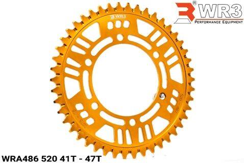 WR3 ダブルアールスリー Rear Sprocket GSX R1000 R600 R750 S1000 S750 MT-07 MT-10 YZF-R1 YZF-R6 SUZUKI スズキ YAMAHA ヤマハ ドリブンスプロケット・リアスプロケット 駆動系 Size：43T / Color：Gold｜ウェビック　店