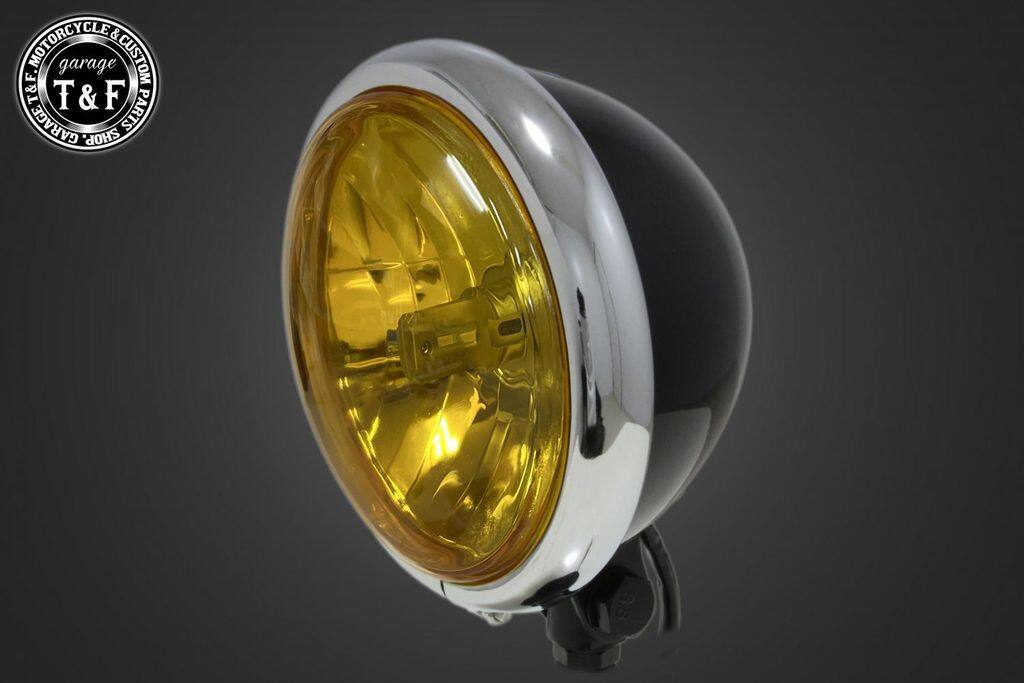 Garage T&F ガレージ 5.75インチLEDバルブベーツライト+ステーセット スティード400VLS HONDA ホンダ ヘッドライト 灯火類 電装系 レンズ:イエローレンズ / カラー:メッキリム/ブラックボディ|ウェビック 店