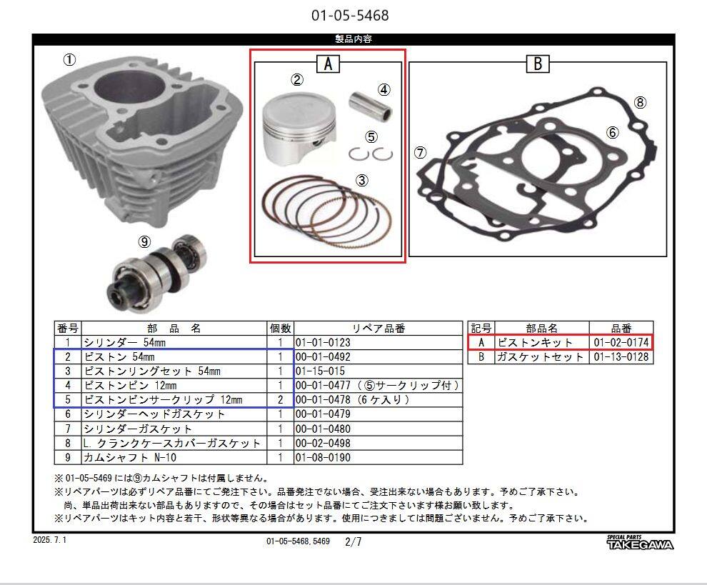 SP武川 SPタケガワ 【補修部品】ピストンキット/GROM(JC92) Sステージ145cc ピストン エンジンパーツ エンジン|ウェビック 店