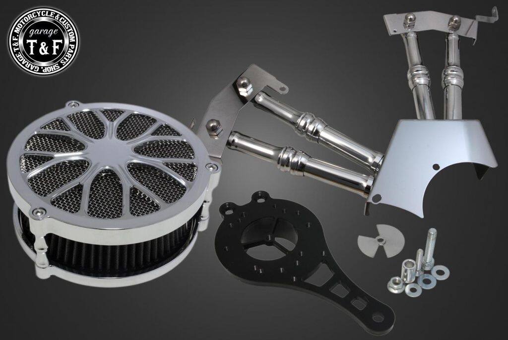 Garage T&F ガレージ ラグジュアリーエアクリーナー&プッシュロッドカバーセット ドラッグスター250 YAMAHA ヤマハ エアクリーナーキット 吸気関連 エンジン エアクリーナーカラー:メッキ / エアクリーナータイプ:ラグジュアリーフラワー|ウェビック 店