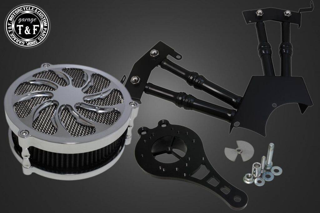 Garage T&F ガレージ ラグジュアリーエアクリーナー&プッシュロッドカバーセット ドラッグスター250 YAMAHA ヤマハ エアクリーナーキット 吸気関連 エンジン エアクリーナーカラー:メッキ / エアクリーナータイプ:ラグジュアリータイフーン|ウェビック 店