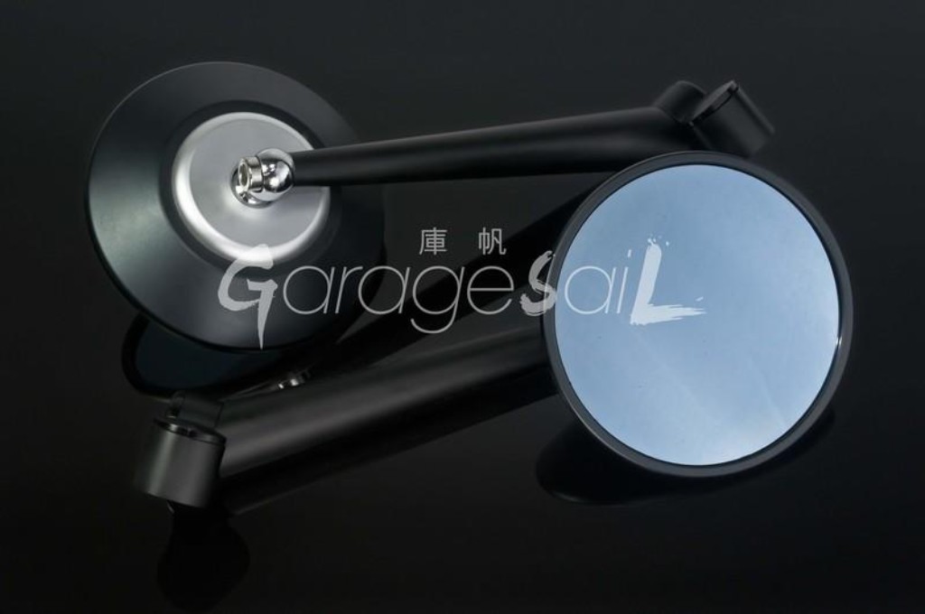 GarageSaiL ガレージセイル N series CNC Double Circle Bar end Mirror ミラー ハンドル カラー：Black／Silver+Black Mirror rod