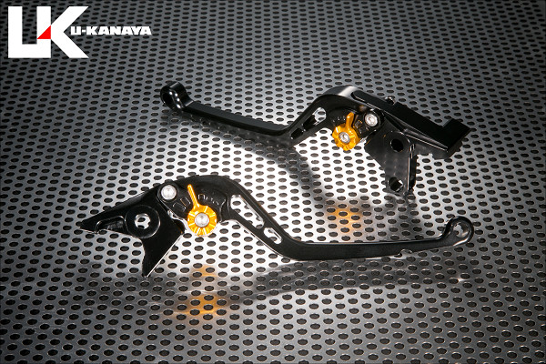 U-KANAYA ユーカナヤ スタンダードタイプ アルミビレットレバーセット ZRX1100 ZRX1200R ZRX1200ダエグ KAWASAKI カワサキ ブレーキ・クラッチレバーセット ハンドル周辺パーツ ハンドル レバーカラー：ブラック / アジャスターカラー：ゴールド