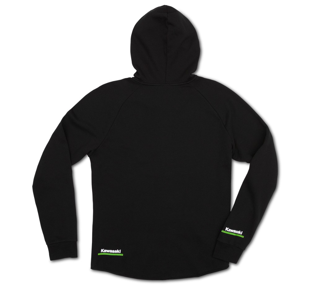 US KAWASAKI 北米カワサキ純正アクセサリー Women’s Kawasaki 3 Green Lines Zip Up Sweatshirt レディース