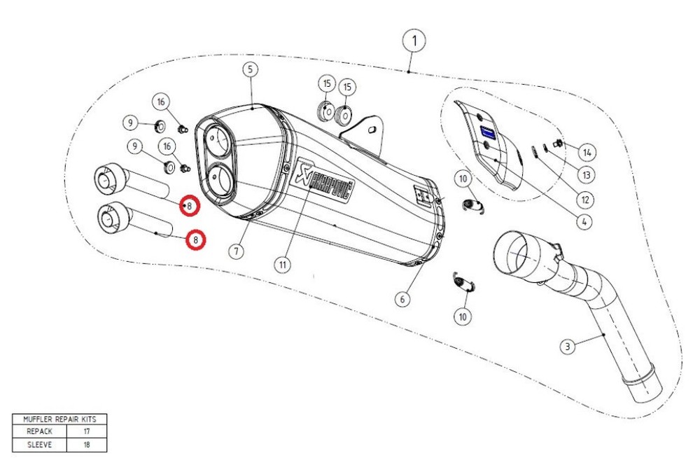 AKRAPOVIC アクラポビッチ 【リペアパーツ】V-TUV114 insert SS TIGER800 TIGER800XC TIGER800XCA TIGER800XCX TIGER800XR TIGER800XRT TIGER800XRX TRIUMPH トライアンフ バッフル・インナーサイレンサー マフラー