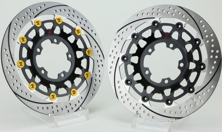 SUNSTAR サンスター PREMIUM RACING [プレミアムレーシング] フロントディスクローター DAYTONA 675 R DAYTONA675 STREET TRIPLE TRIUMPH トライアンフ ブレーキディスクローター ブレーキ 左用 / フローティングピンカラー：ブルー｜ウェビック　店