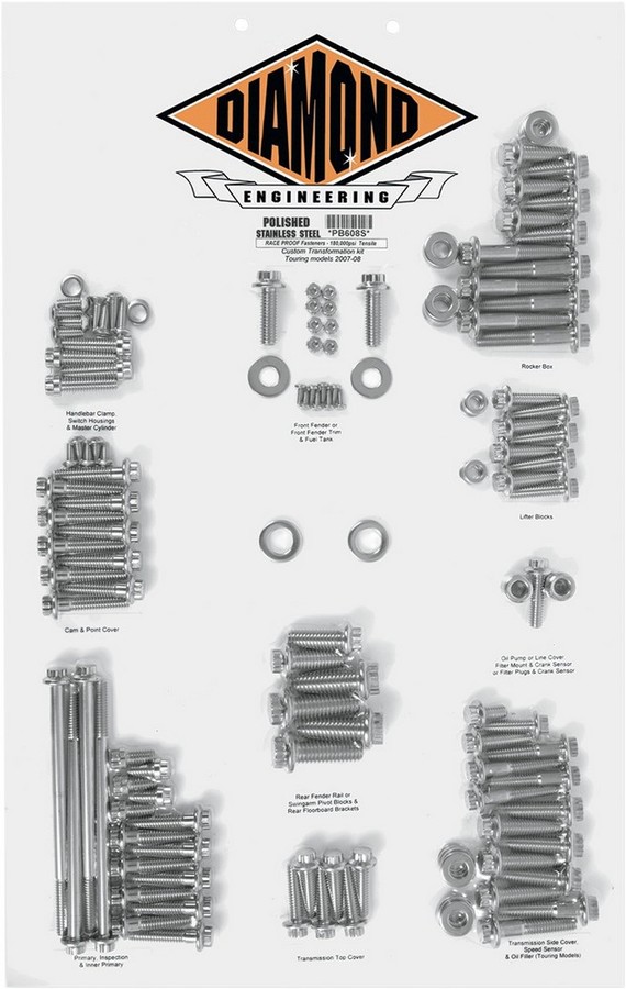 DIAMOND ENGINEERING ダイアモンドエンジニアリング ボルトキット トランスミッション F12P7-16FLHT 【BOLT KT TRANSF12P7-16FLHT [2401-0396]】 HARLEY-DAVIDSON ハーレーダビッドソン その他エンジンパーツオプション・補修部品 エンジンパーツ エンジン｜ウェビック　店