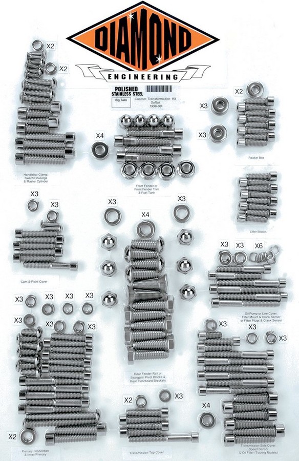 DIAMOND ENGINEERING ダイアモンドエンジニアリング ボルトキットトランスミッションフレーム96-99ST 【BOLT KIT TRNSFRM 96-99ST [2401-0215]】 HARLEY-DAVIDSON ハーレーダビッドソン その他エンジンパーツオプション・補修部品 エンジンパーツ エンジン