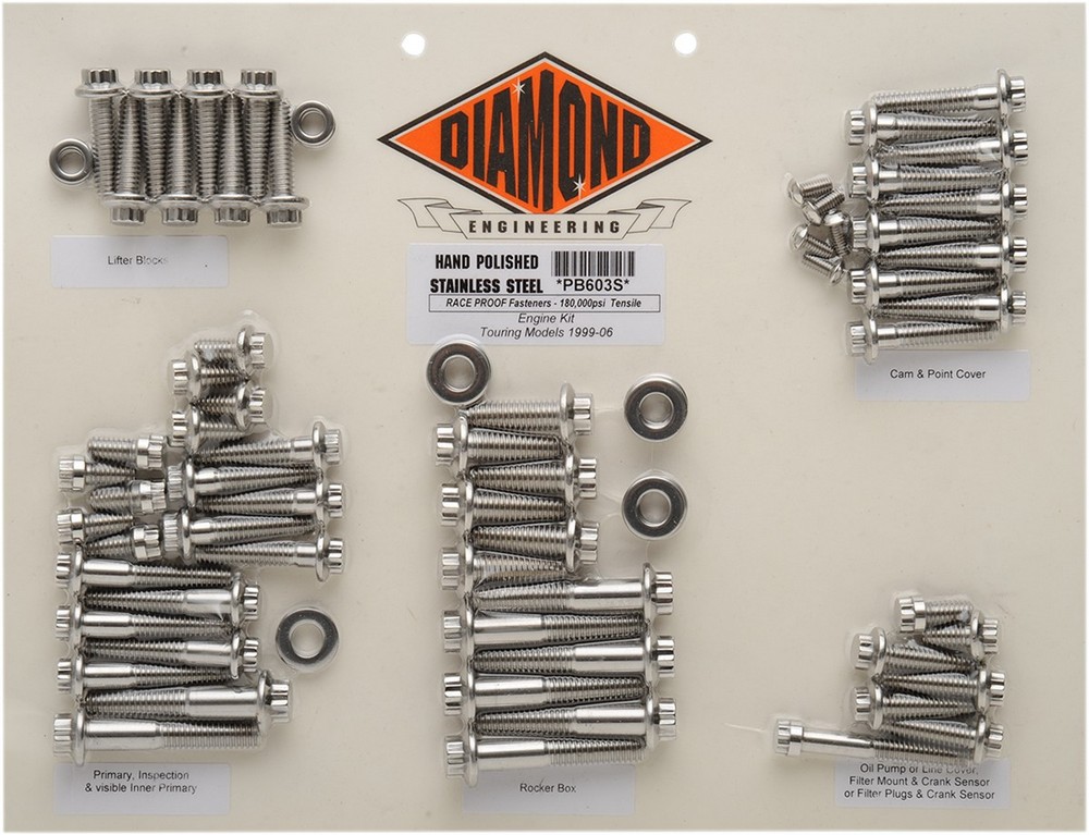 DIAMOND ENGINEERING ダイアモンドエンジニアリング ボルトキット99-06 FLT MTR 【BOLT KIT 99-06 [2401-0143]】 HARLEY-DAVIDSON ハーレーダビッドソン クランクケースボルト エンジンパーツ エンジン｜ウェビック　店