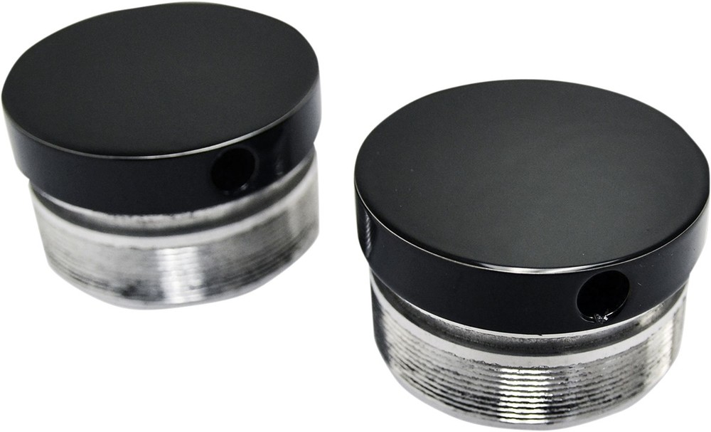 LA CHOPPERS エルエーチョッパーズ フォークチューブキャップ 49mm ブラック 【CAPS FRK FLSH MNT 49MM BK [0404-0291]】 HARLEY-DAVIDSON ハーレーダビッドソン フロントフォークトップキャップ サスペンション 足回り｜ウェビック　店