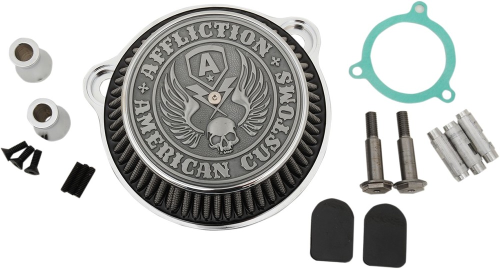 LA CHOPPERS エルエーチョッパーズ エアクリーナーキット AFFLICTIONモデル クローム FL 2008-2016用【AIRCLNR AFLCTN 08-16FL CH [1010-1830]】 HARLEY-DAVIDSON ハーレーダビッドソン 吸気関連 エンジン｜ウェビック　店