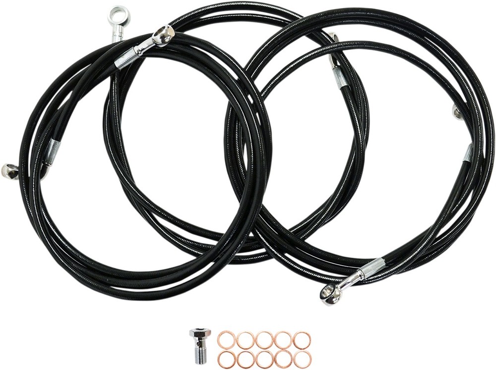 LA CHOPPERS エルエーチョッパーズ ブレーキラインキット 15-17' ブラック FL 2014+ ABS用【BRKLINE15-17 14+FL ABS BK [1741-3908]】 Electra Glide Ultra Classic EFI - FLHTCU 2014 2016 Low-FLHTCUL 2015 Limited FLHTK Street FLHX Special FLHXS Low-FLHTKL ブレーキ｜ウェビック　店