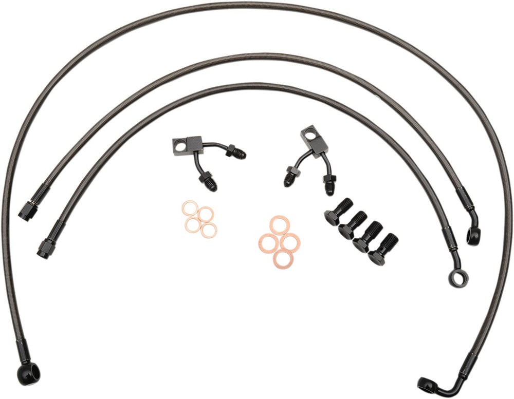 LA CHOPPERS エルエーチョッパーズ ブレーキラインキット ミッドナイトモデル ミニST 2001-14用【BRKELINES MN MINI11-14 ST [1741-4381]】 Blackline - FXS 2011 2013 Deluxe EFI FLSTN 2015 Fat Boy FLSTF Lo FLSTFB FLS Slim 2012 Heritage Classic FLSTC ブレーキ｜ウェビック　店