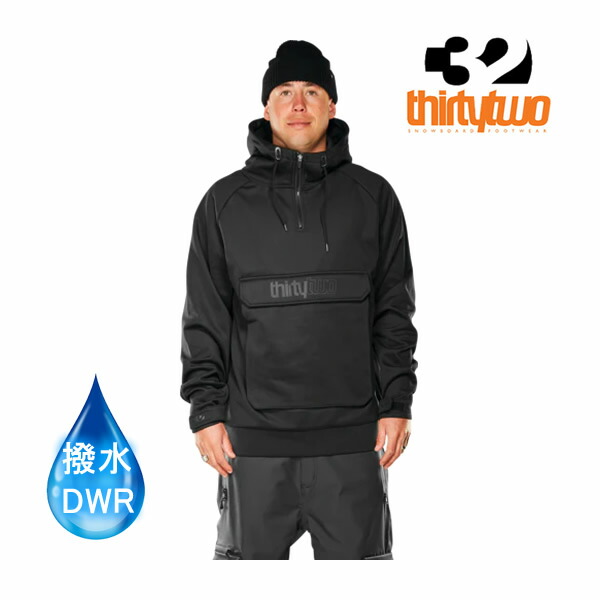 THIRTYTWO 32 22-23 スノーボードウェア メンズ 撥水パーカー SIGNATURE TECH HOODIE BLACK サーティーツー