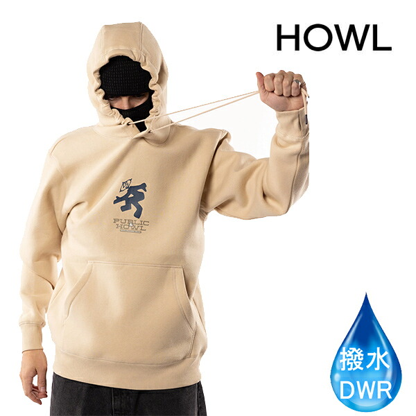 【7/25まで★3000円以上で300円OFFクーポン】●処分価格！！スノーボード 撥水フード HOWL DWR HOODIE / PUBLIC BEIGE（24-25 2025）ハウル スノボ メンズ レディース ウェア【C1】｜スキー用品　WEBSPORTS