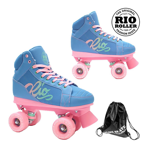 【4/9まで★3000円以上で300円OFFクーポン】RIO ROLLER クワッドスケート LUMINA Blue-Pink RIO240/245 ローラースケート 【smtb-k】[%OFF]【楽ギフ_包装】
