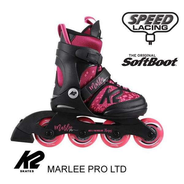 【4/9まで★3000円以上で300円OFFクーポン】インラインスケート ジュニア K2 ケーツー MARLEE PRO LTD ピンク×ブラック I210202701 マーリープロリミテッド 日本正規品 保証書あり 子供用 【キッズ 子供用・プレゼント用品】