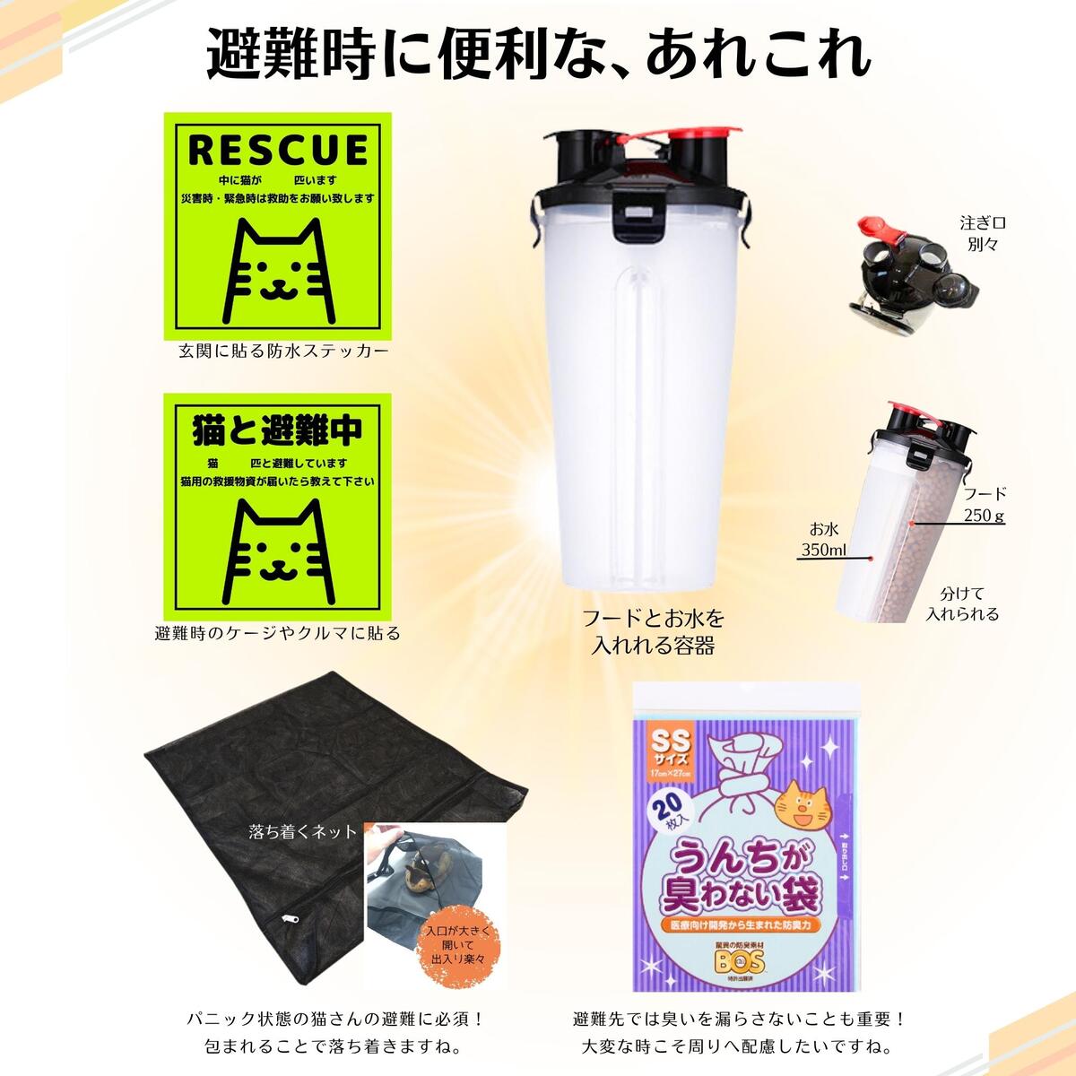 防災士がつくった】ネコのための防災DXセットポータブルケージ＆大容量