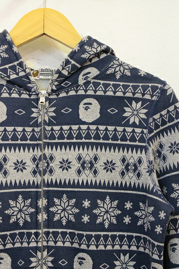 【中古】 A BATHING APE ジップパーカー XS A BATHING APE/ジップパーカー/XS/紺 ネイビー/ノルディック｜Style（ブランド古着のスタイル）