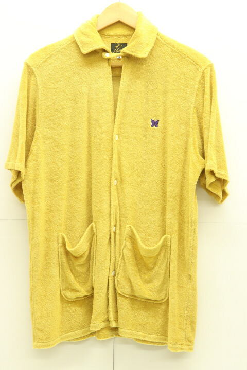 【中古】Needles メンズポロシャツ M Italian Collar Shirt Needles M オレンジ 橙 ワッペン