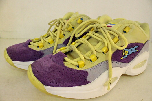 【中古】 Reebok メンズスニーカー 27.5cm Reebok×BILLIONAIRE BOYS CLUB/QUESTION LOW/27.5cm/黄 イエロー/紫 パープル