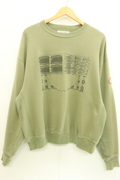 【中古】 C.E メンズスウェット M NOT IDENTICAL TO CREW NECK C.E M カーキ 刺しゅう スウェット・トレーナー-トップス