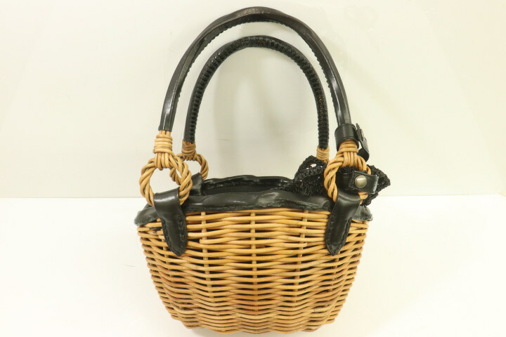 【中古】 ebagos レディースカゴバッグ -- カゴバッグ ebagos -- 黒 ブラック ベージュ 肌色