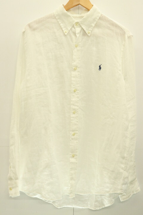 【楽天市場】【中古】 POLO RALPH LAUREN メンズ長袖シャツ M 長袖リネンシャツ POLO RALPH LAUREN M 白 ...