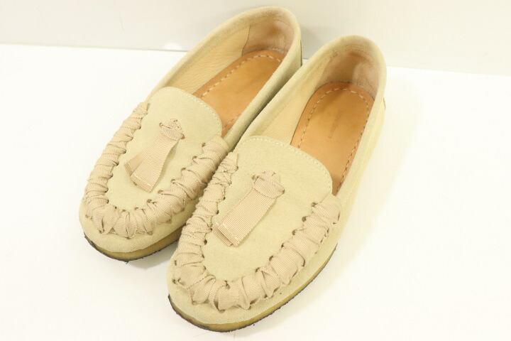 【中古】 Hender Scheme レディースレザーシューズ 1 slack スウェード ローファー Hender Scheme 1 ベージュ 肌色 無地