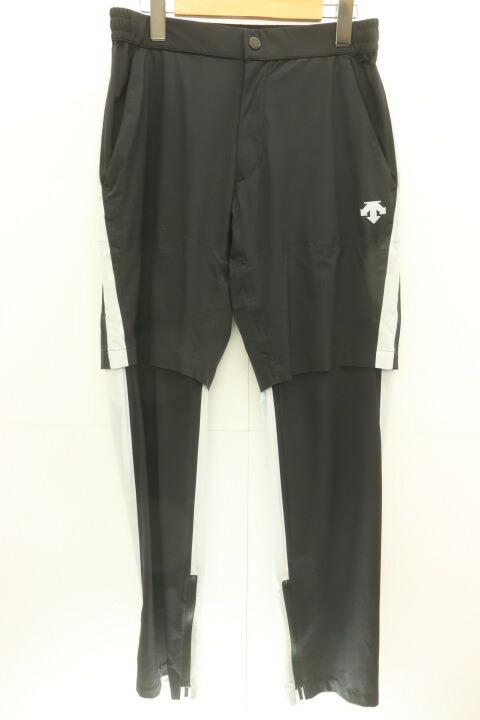【中古】 DESCENTE メンズジャージパンツ M ナイロンストレッチツイルレインパンツ DESCENTE M 黒 ブラック ロゴ