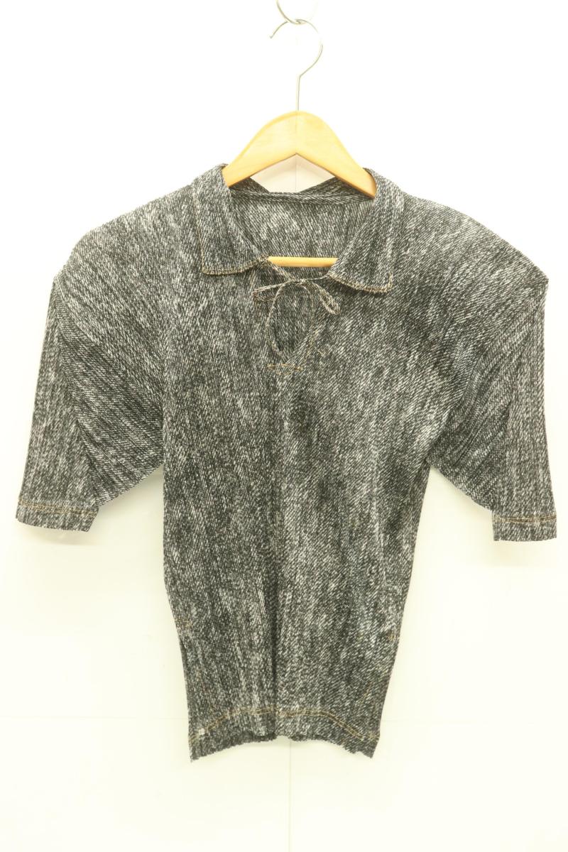 【中古】 PLEATS PLEASE レディースブラウス 3 ブラウス PLEATS PLEASE 3 黒 ブラック 総柄
