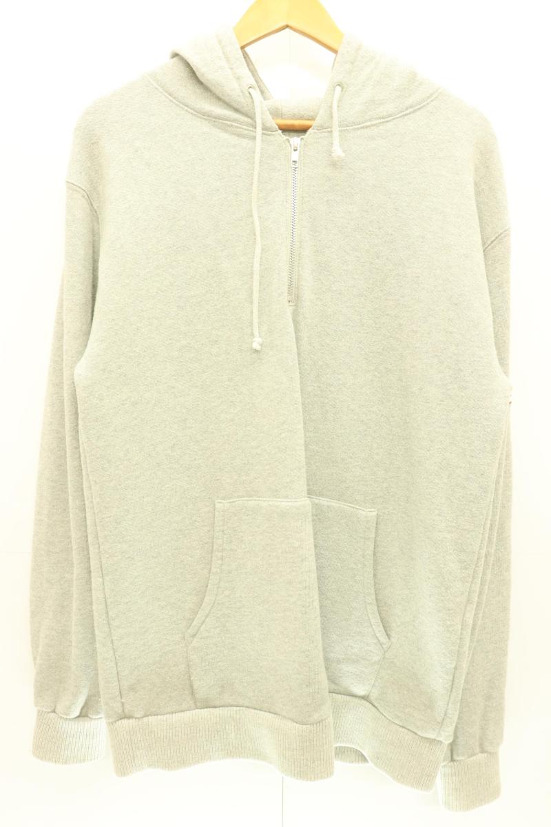 【中古】 UNDEFEATED メンズパーカー M ハーフジップ パーカー UNDEFEATED M グレー 灰 ロゴ