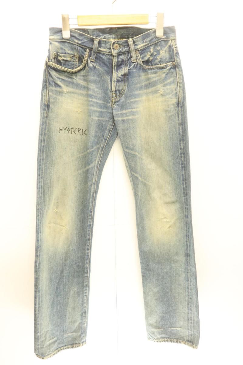 【中古】 HYSTERIC GLAMOUR メンズデニムパンツ 28 デニムパンツ HYSTERIC GLAMOUR 28 インディゴブルー 藍 スタッズ ダメージ加工